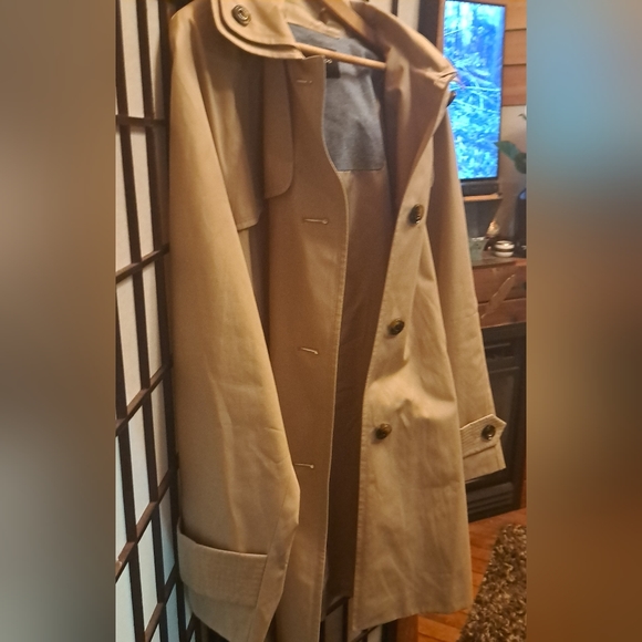 London Fog Collection Cream Button Up Jacket With Hood - Picture 9 of 15